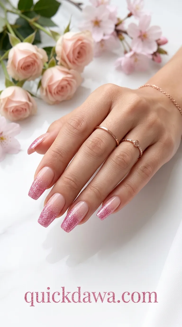 Pink Glitter Ombre Fade