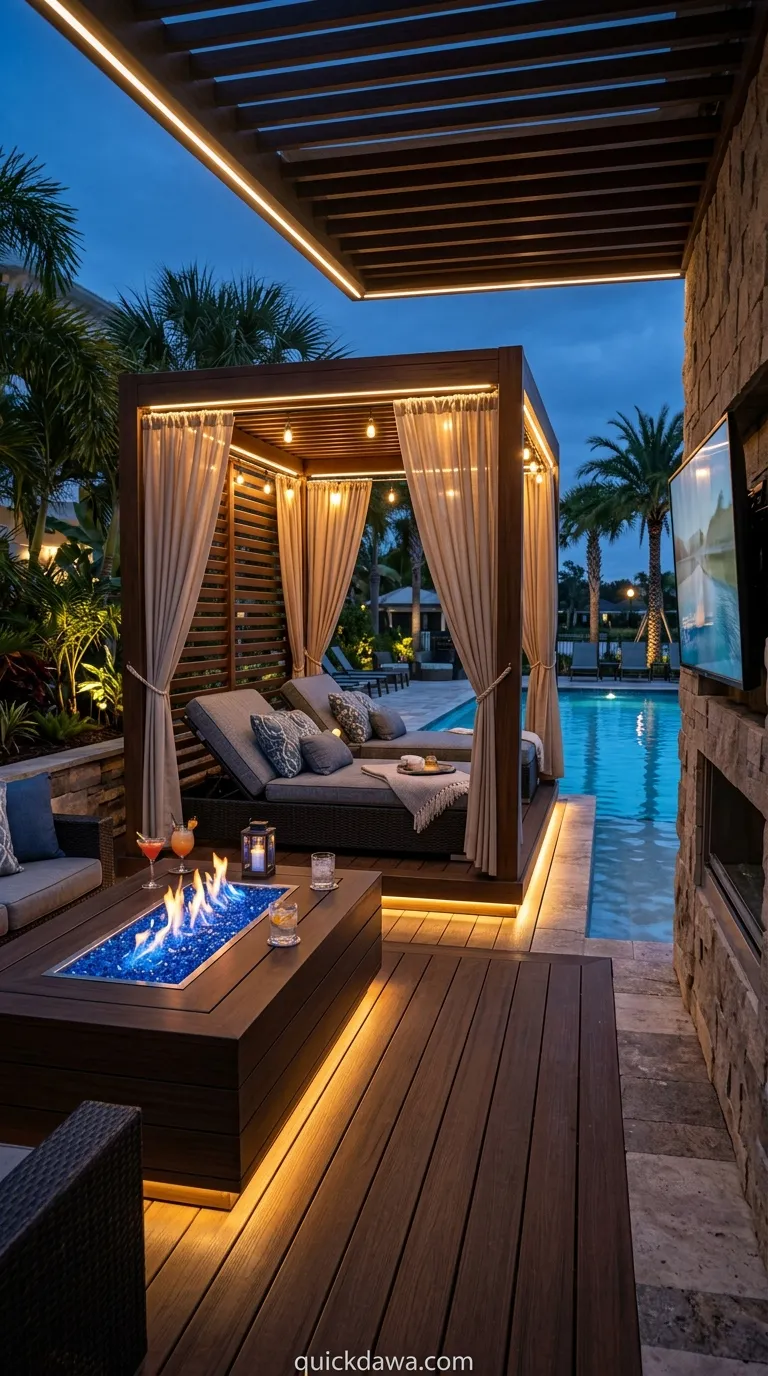 Poolside Fire and TV Cabana