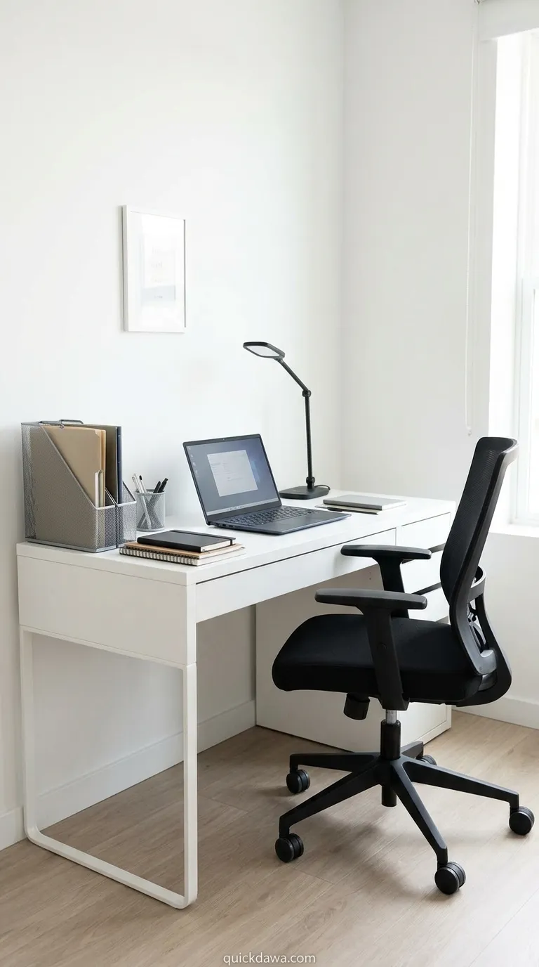 White Desk with Black Chair