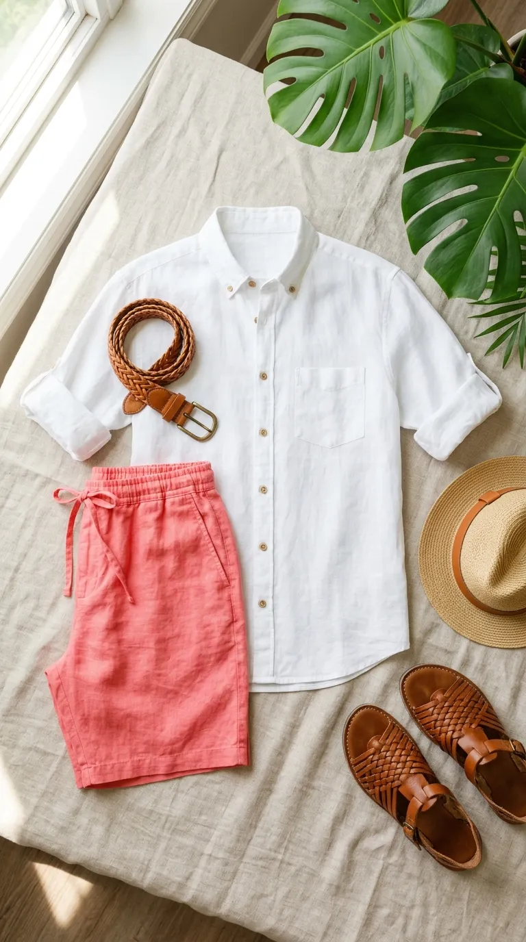 Bright Linen Shirt and Shorts