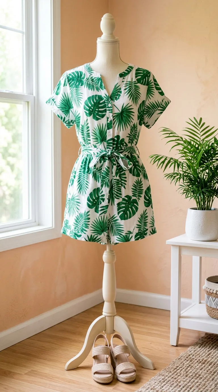 Palm Print Romper